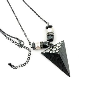 Jeweled Silver tone Triangle Necklace​